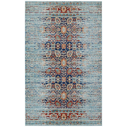 Naria Distressed Persian Medallion 5x8 Area Rug, Fabric, Multi Colorful 14997