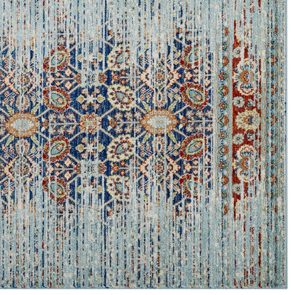 Naria Distressed Persian Medallion 5x8 Area Rug, Fabric, Multi Colorful 14997