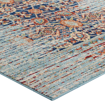Naria Distressed Persian Medallion 5x8 Area Rug, Fabric, Multi Colorful 14997