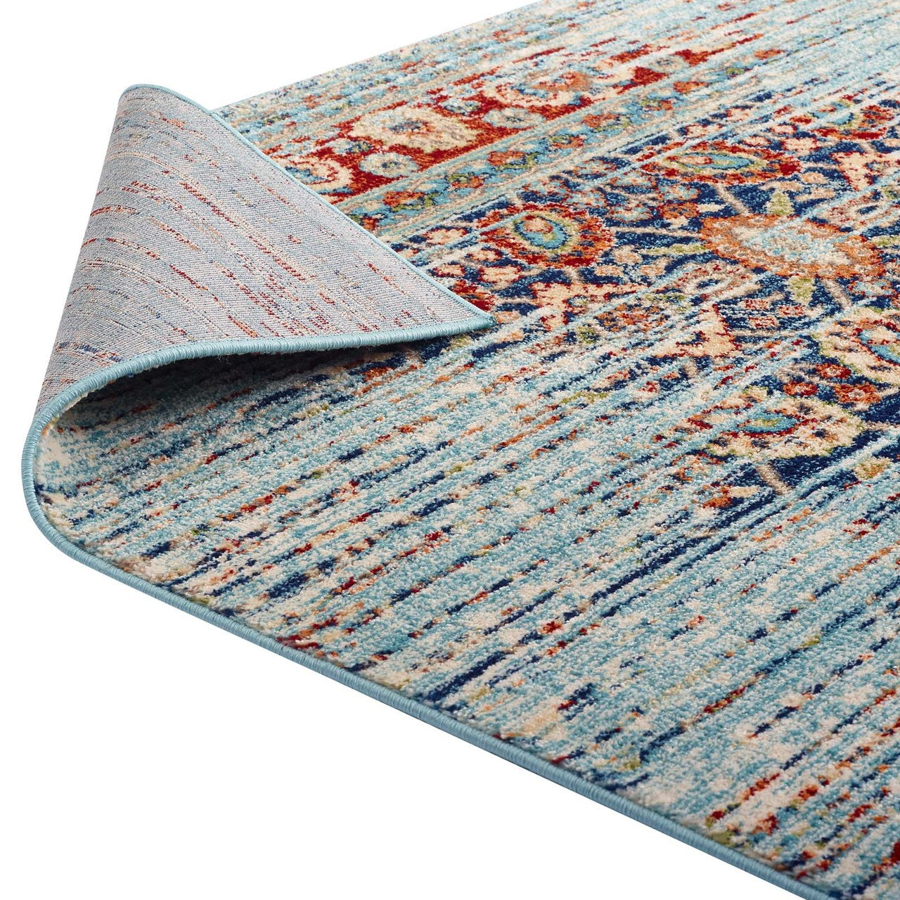 Naria Distressed Persian Medallion 5x8 Area Rug, Fabric, Multi Colorful 14997
