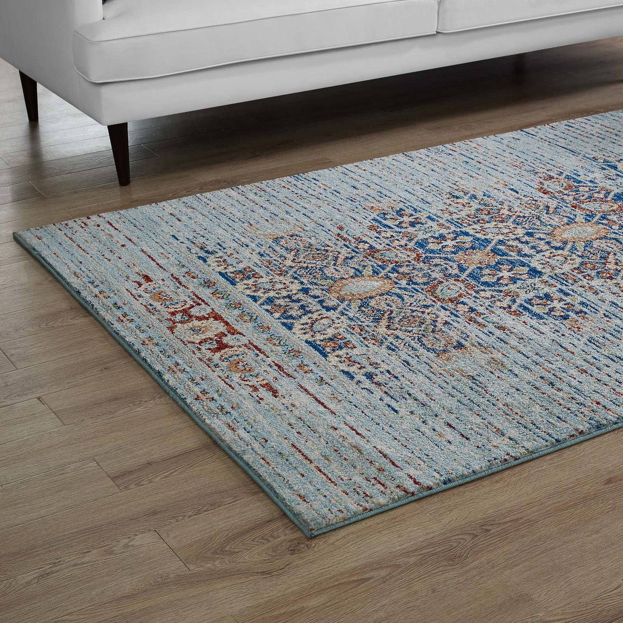 Naria Distressed Persian Medallion 5x8 Area Rug, Fabric, Multi Colorful 14997