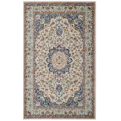 Meryam Distressed Persian Medallion 5x8 Area Rug, Fabric, Multi Colorful 14999