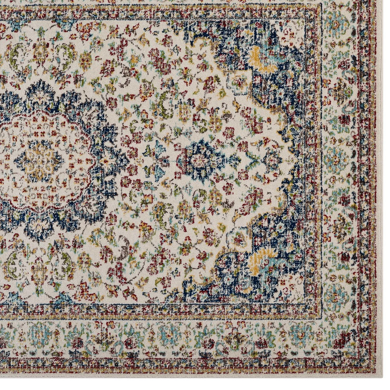 Meryam Distressed Persian Medallion 5x8 Area Rug, Fabric, Multi Colorful 14999