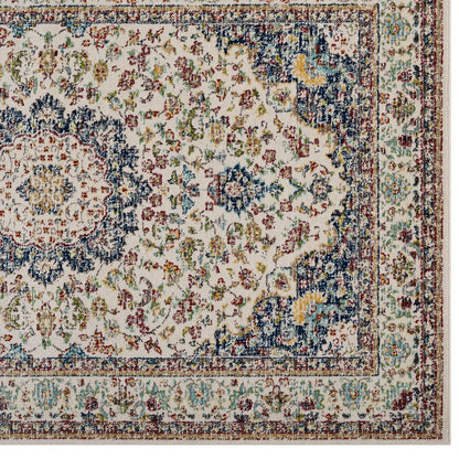 Meryam Distressed Persian Medallion 5x8 Area Rug, Fabric, Multi Colorful 14999