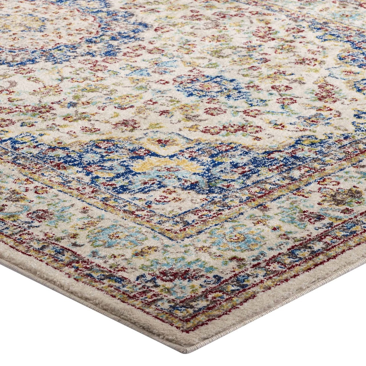 Meryam Distressed Persian Medallion 5x8 Area Rug, Fabric, Multi Colorful 14999