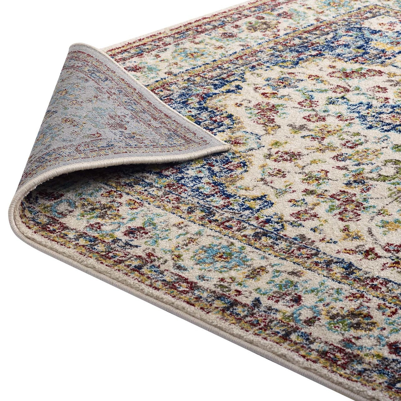 Meryam Distressed Persian Medallion 5x8 Area Rug, Fabric, Multi Colorful 14999