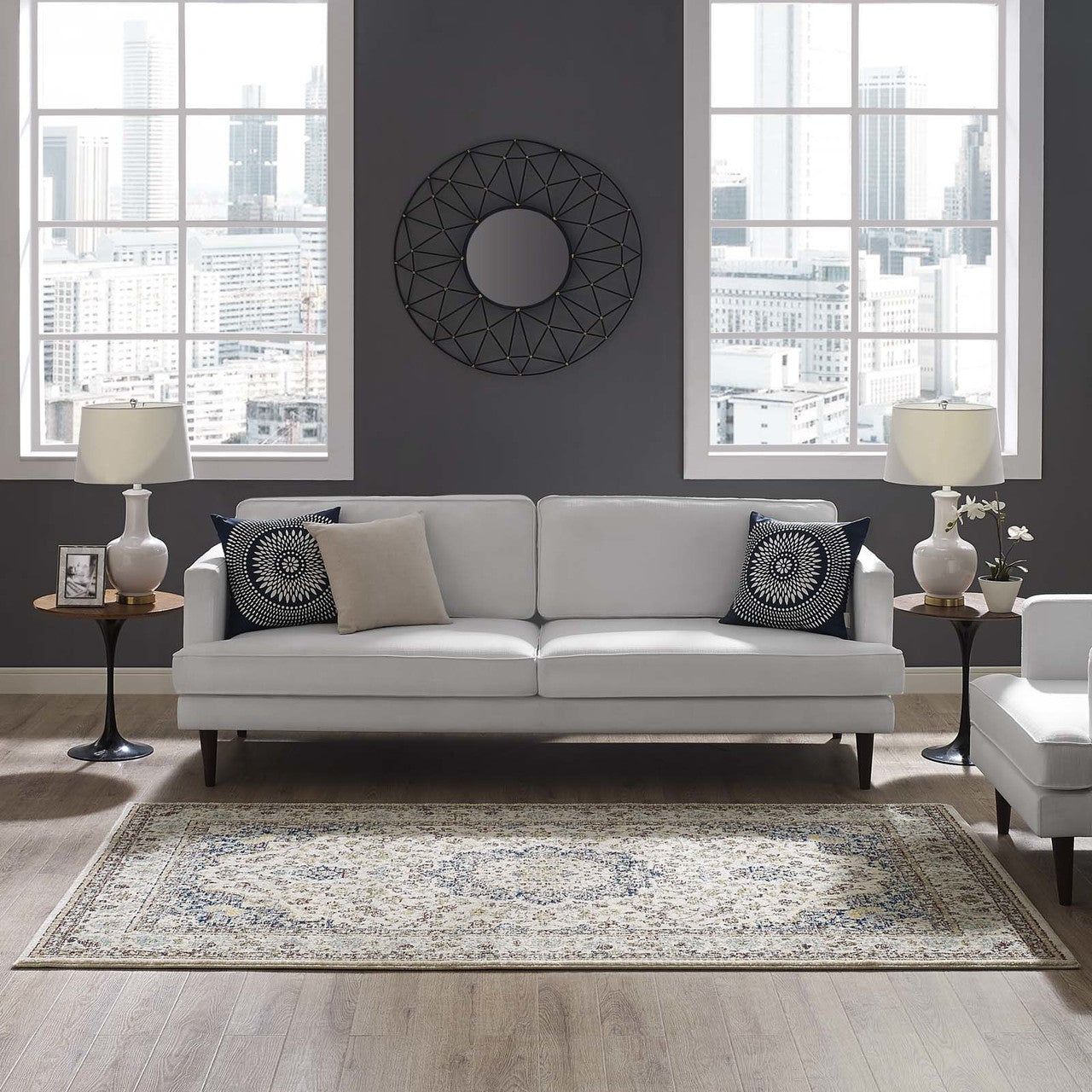 Meryam Distressed Persian Medallion 5x8 Area Rug, Fabric, Multi Colorful 14999