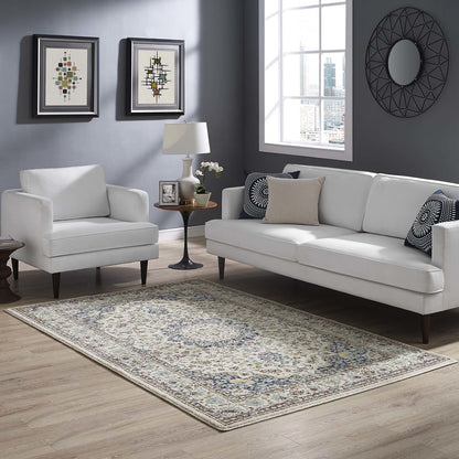 Meryam Distressed Persian Medallion 5x8 Area Rug, Fabric, Multi Colorful 14999