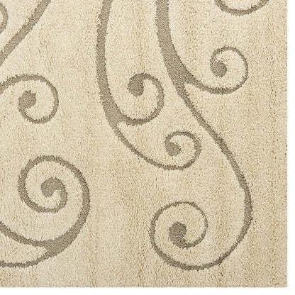 Sprout Scrolling Vine 5x8 Shag Area Rug, Fabric, Multi Beige 15001