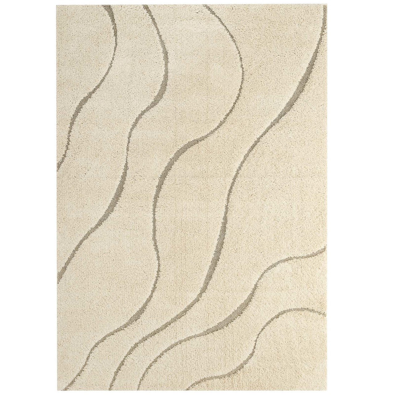 Abound Abstract Swirl 5x8 Shag Area Rug, Fabric, Multi Beige 15005