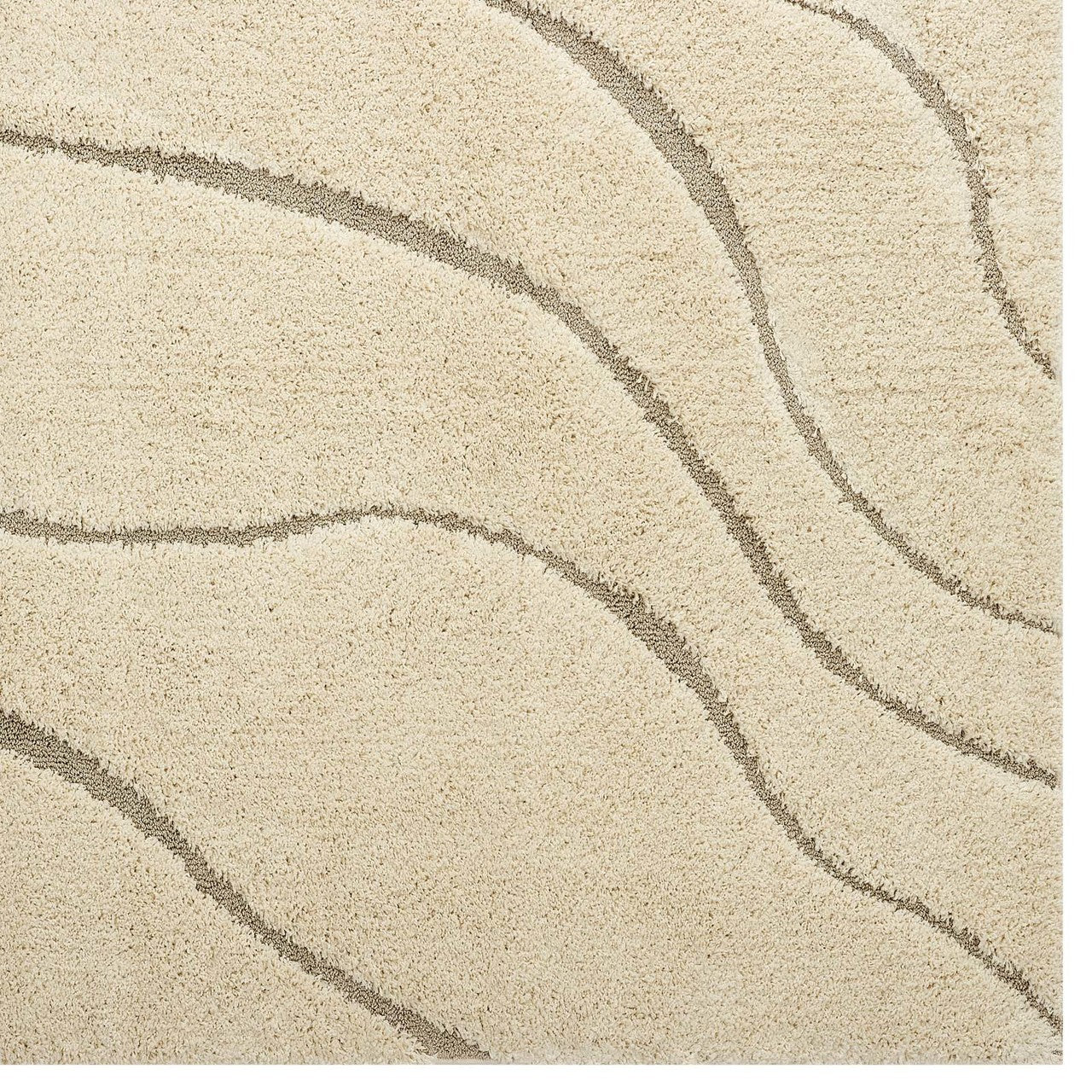Abound Abstract Swirl 5x8 Shag Area Rug, Fabric, Multi Beige 15005