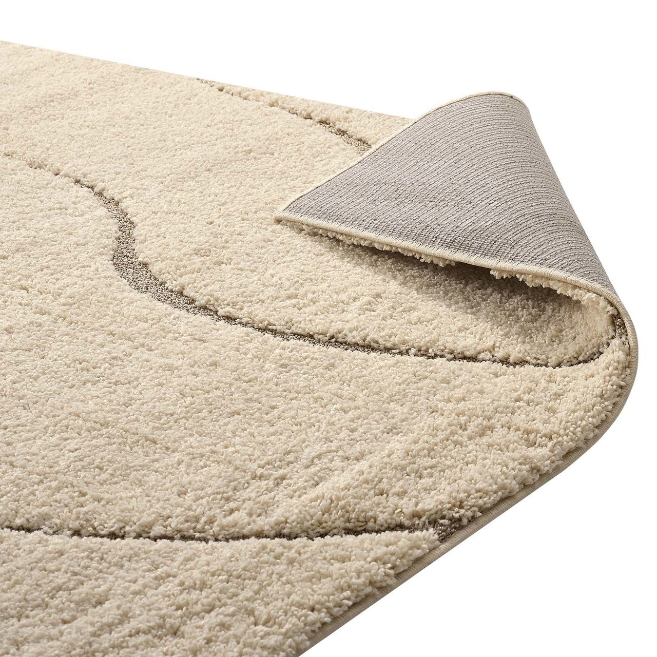 Abound Abstract Swirl 5x8 Shag Area Rug, Fabric, Multi Beige 15005