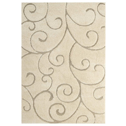 Burgeon Scrolling Vine 5x8 Shag Area Rug, Fabric, Multi Beige 15007