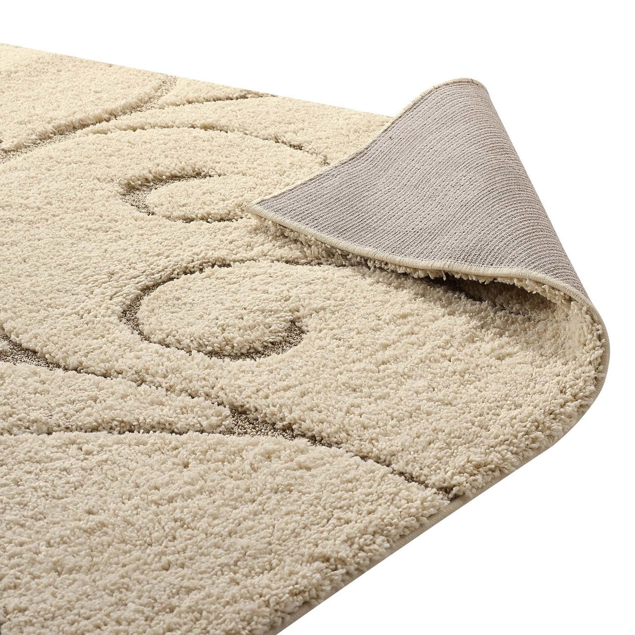Burgeon Scrolling Vine 5x8 Shag Area Rug, Fabric, Multi Beige 15007
