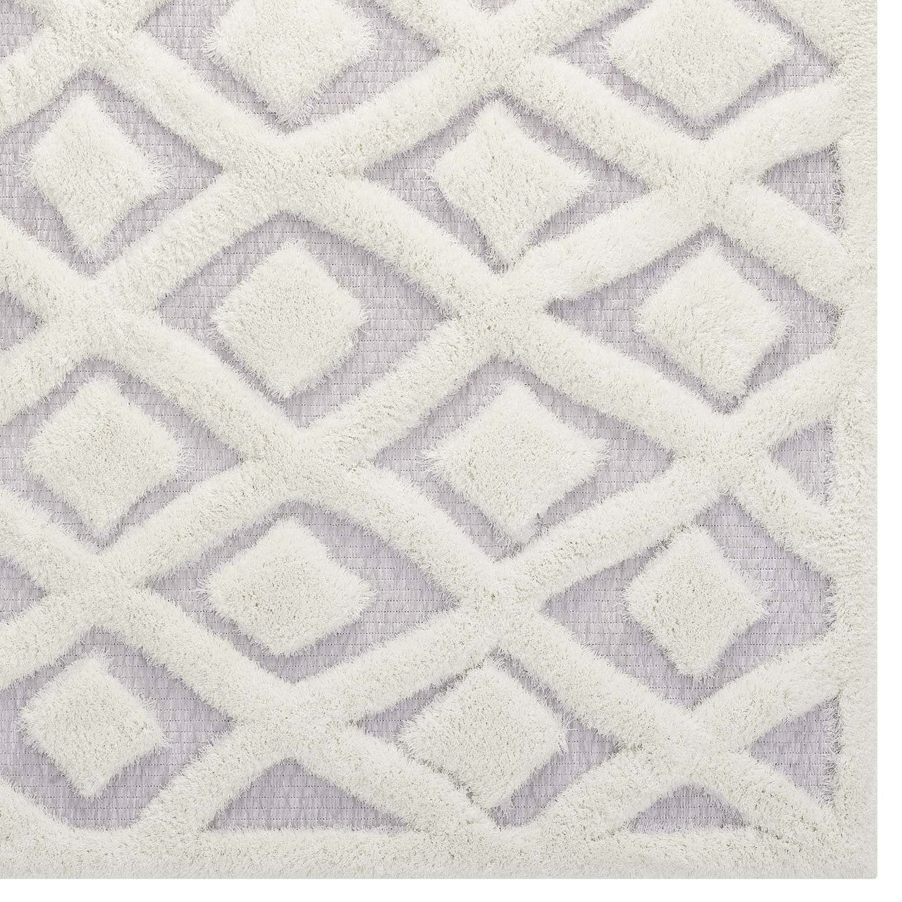 Morsel Abstract Diamond Lattice 5x8 Shag Area Rug, Fabric, Multi Grey Gray 15009