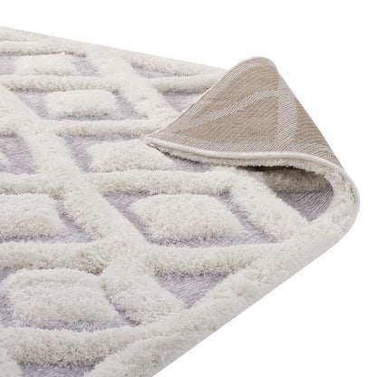 Morsel Abstract Diamond Lattice 5x8 Shag Area Rug, Fabric, Multi Grey Gray 15009