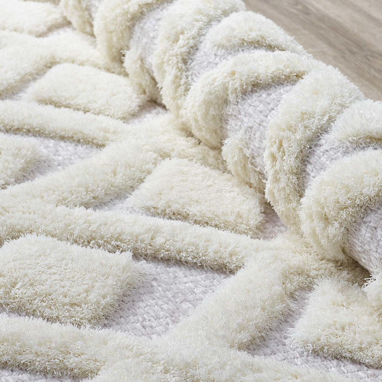 Morsel Abstract Diamond Lattice 5x8 Shag Area Rug, Fabric, Multi Grey Gray 15009