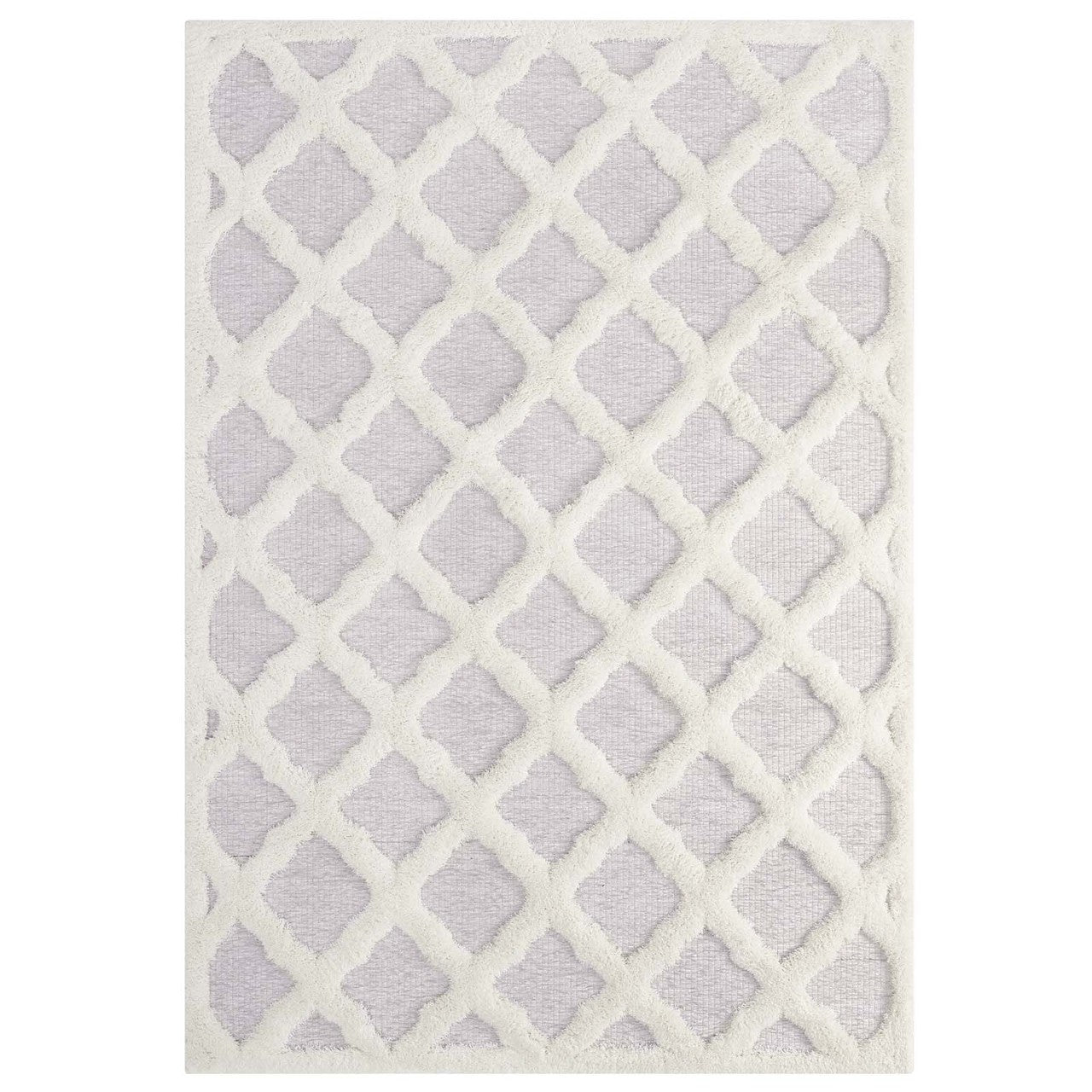 Regale Abstract Moroccan Trellis 5x8 Shag Area Rug, Fabric, Multi Grey Gray 15013