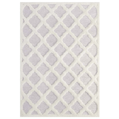 Regale Abstract Moroccan Trellis 5x8 Shag Area Rug, Fabric, Multi Grey Gray 15013