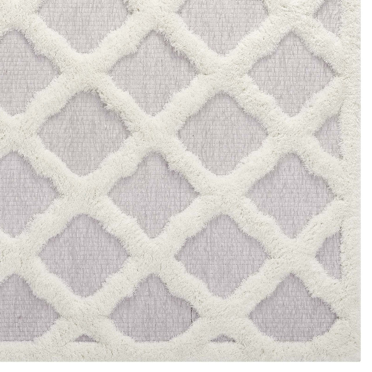 Regale Abstract Moroccan Trellis 5x8 Shag Area Rug, Fabric, Multi Grey Gray 15013