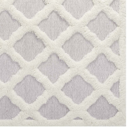 Regale Abstract Moroccan Trellis 5x8 Shag Area Rug, Fabric, Multi Grey Gray 15013