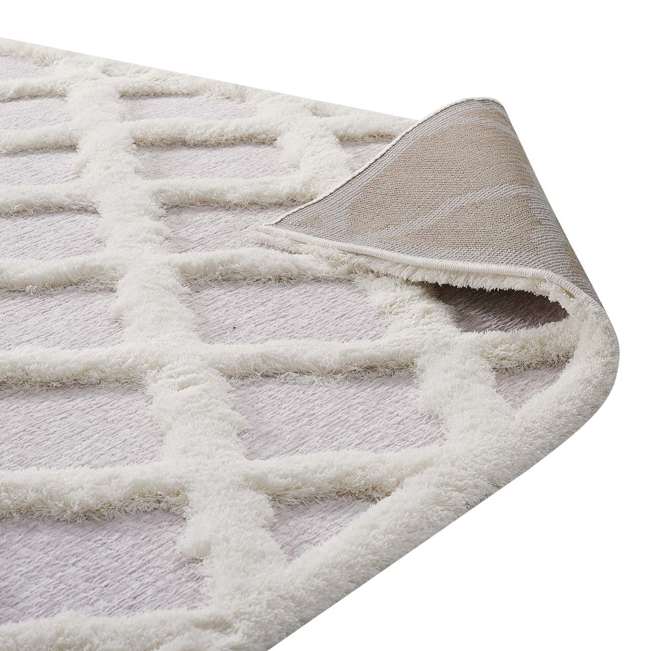 Regale Abstract Moroccan Trellis 5x8 Shag Area Rug, Fabric, Multi Grey Gray 15013