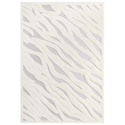 Current Abstract Wavy Striped 5x8 Shag Area Rug, Fabric, Multi Grey Gray 15015