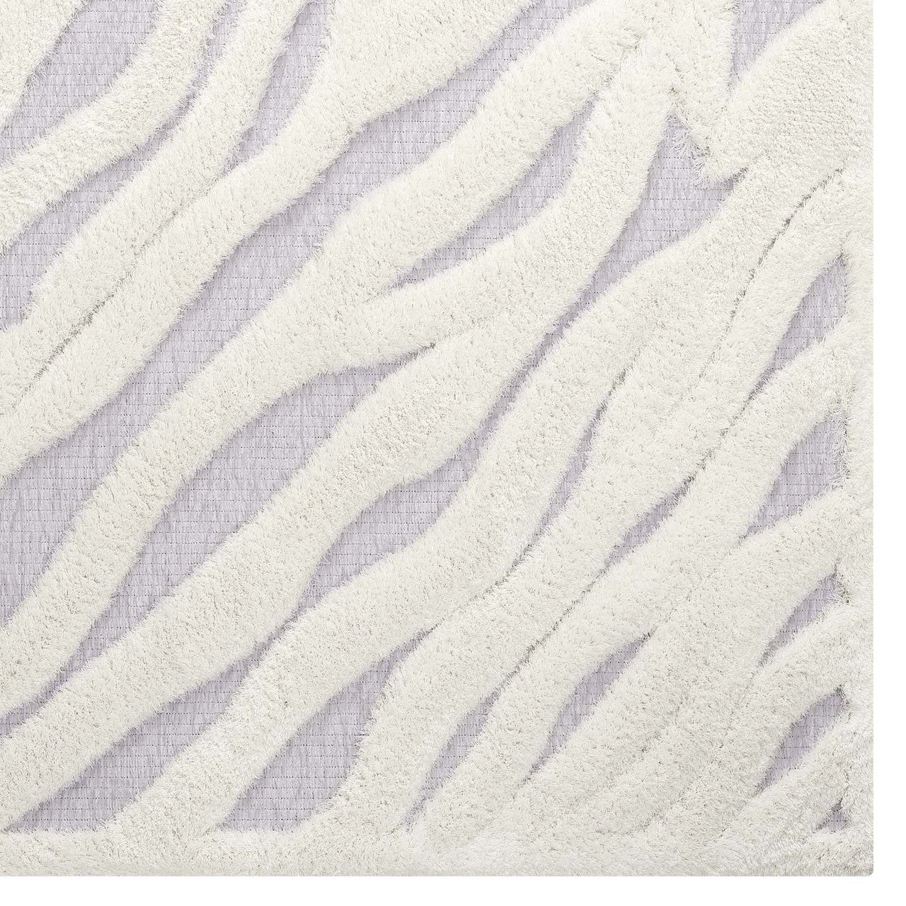 Current Abstract Wavy Striped 5x8 Shag Area Rug, Fabric, Multi Grey Gray 15015