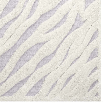 Current Abstract Wavy Striped 5x8 Shag Area Rug, Fabric, Multi Grey Gray 15015
