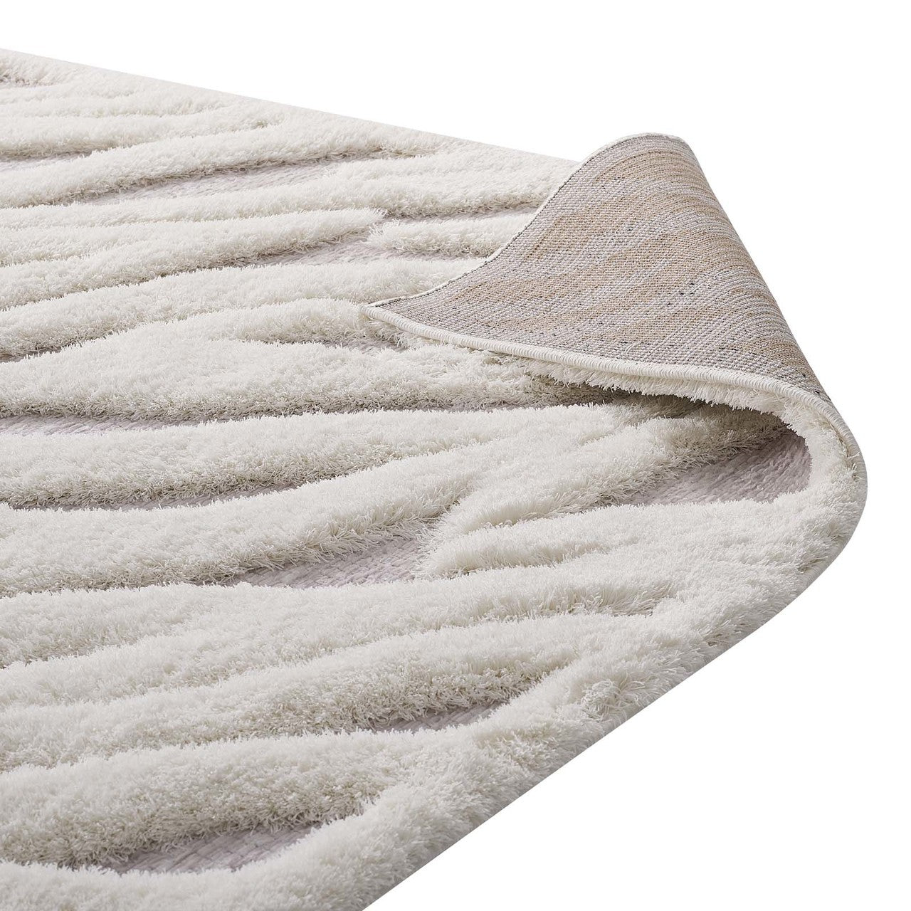 Current Abstract Wavy Striped 5x8 Shag Area Rug, Fabric, Multi Grey Gray 15015