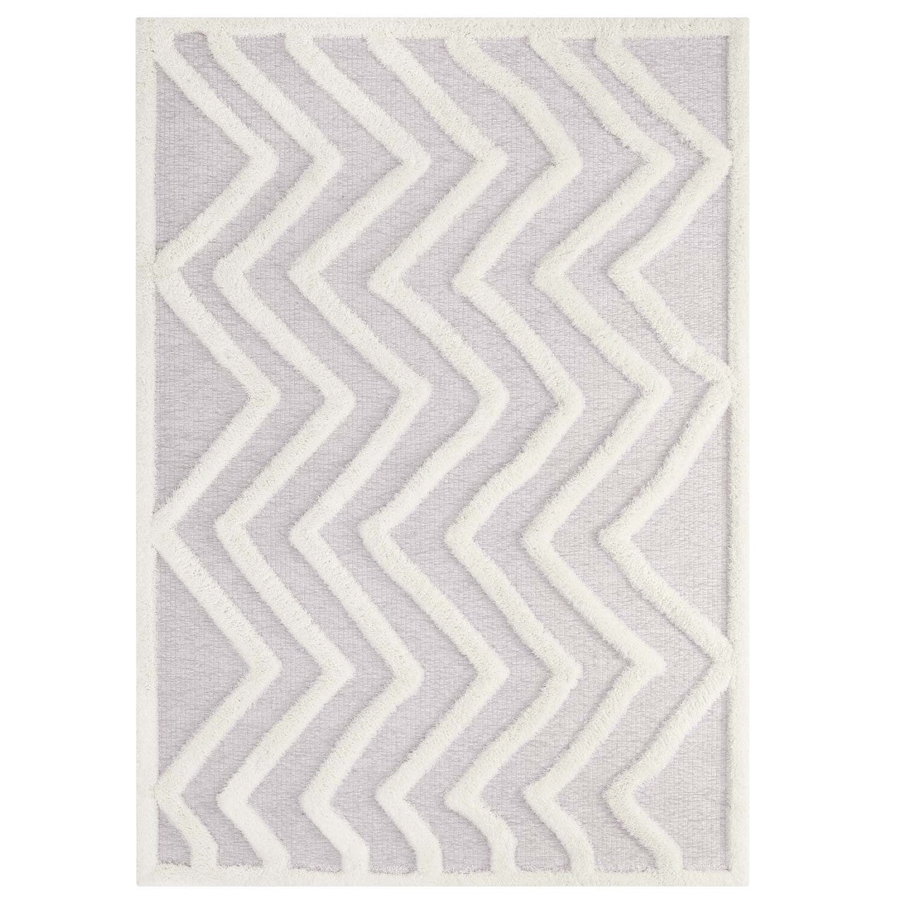 Pathway Abstract Chevron 5x8 Shag Area Rug, Fabric, Multi Grey Gray 15017