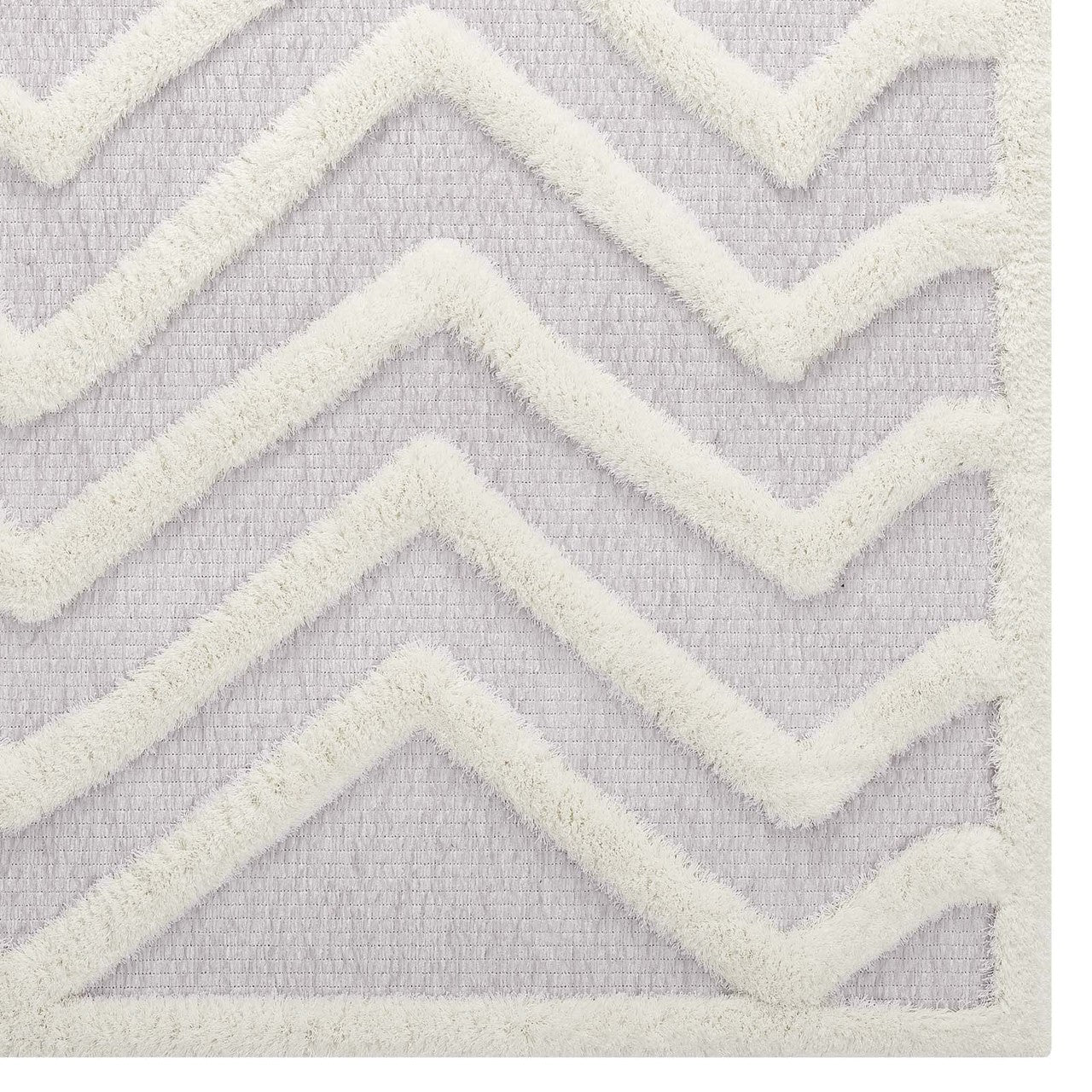 Pathway Abstract Chevron 5x8 Shag Area Rug, Fabric, Multi Grey Gray 15017