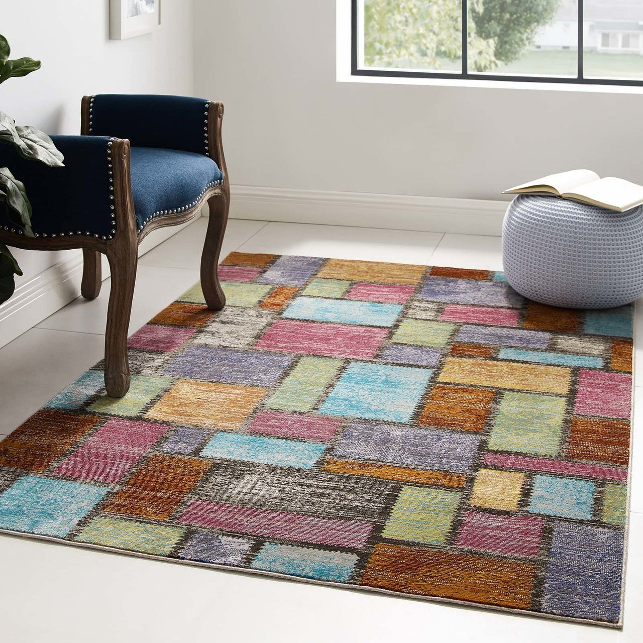 Success Nyssa Abstract Geometric Mosaic 4x6 Area Rug, Fabric, Multi Colorful 15597