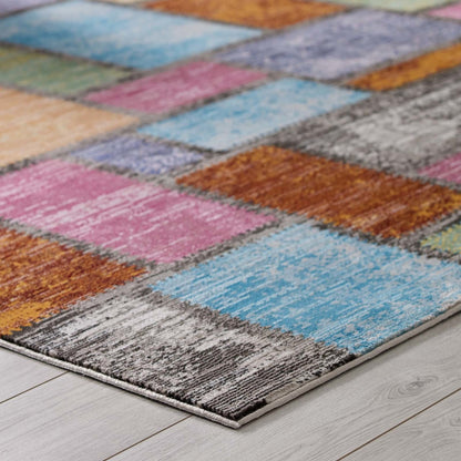 Success Nyssa Abstract Geometric Mosaic 5x8 Area Rug, Fabric, Multi Colorful 15598