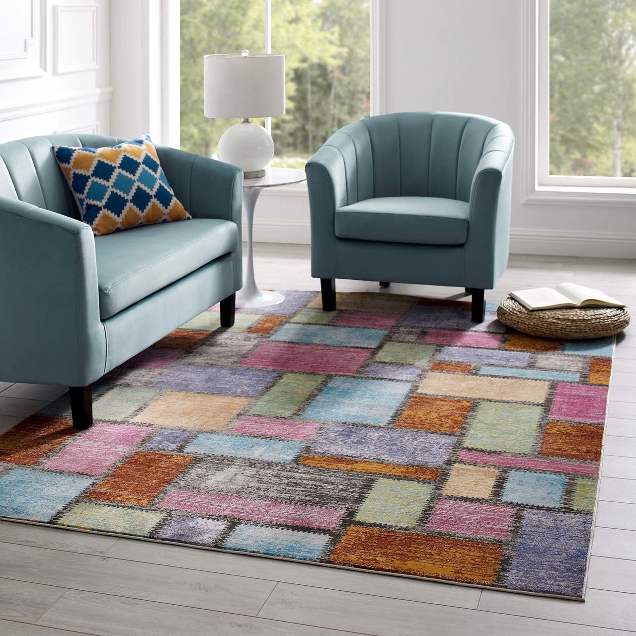 Success Nyssa Abstract Geometric Mosaic 5x8 Area Rug, Fabric, Multi Colorful 15598