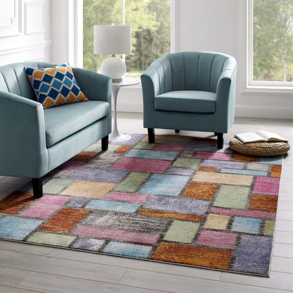 Success Nyssa Abstract Geometric Mosaic 5x8 Area Rug, Fabric, Multi Colorful 15598