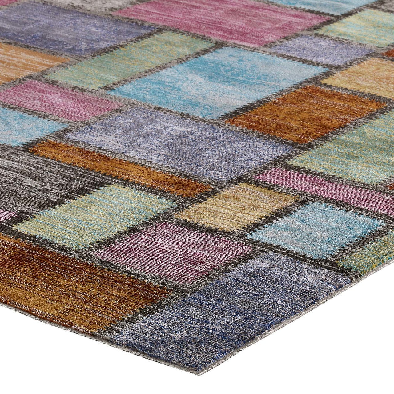 Success Nyssa Abstract Geometric Mosaic 8x10 Area Rug, Fabric, Multi Colorful 15599