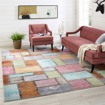Success Nyssa Abstract Geometric Mosaic 8x10 Area Rug, Fabric, Multi Colorful 15599