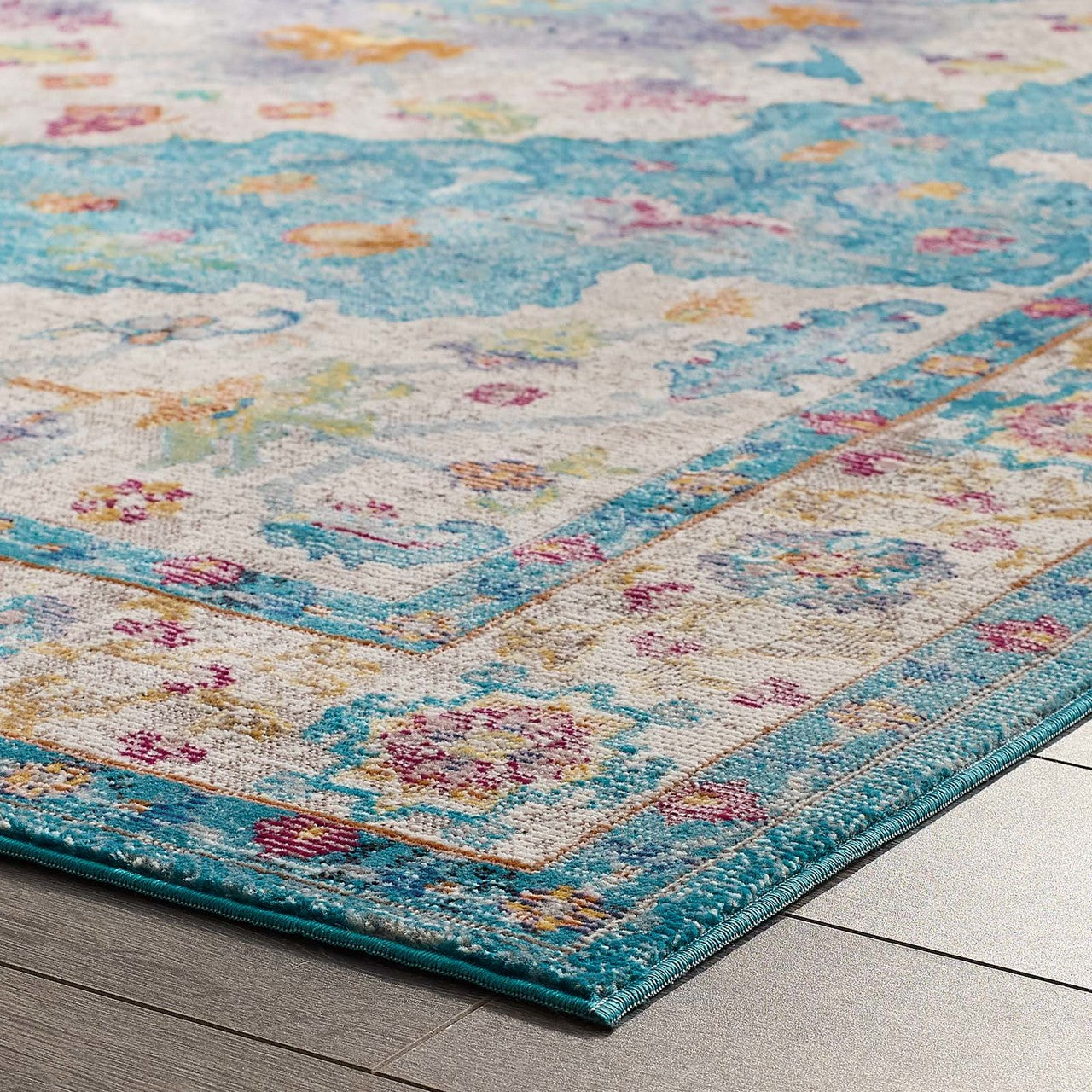 Success Anisah Distressed Vintage Floral Persian Medallion 4x6 Area Rug, Fabric, Multi Blue 15603