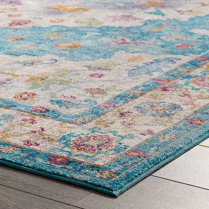 Success Anisah Distressed Vintage Floral Persian Medallion 4x6 Area Rug, Fabric, Multi Blue 15603