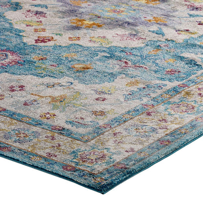 Success Anisah Distressed Vintage Floral Persian Medallion 5x8 Area Rug, Fabric, Multi Blue 15604