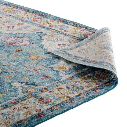 Success Anisah Distressed Vintage Floral Persian Medallion 5x8 Area Rug, Fabric, Multi Blue 15604