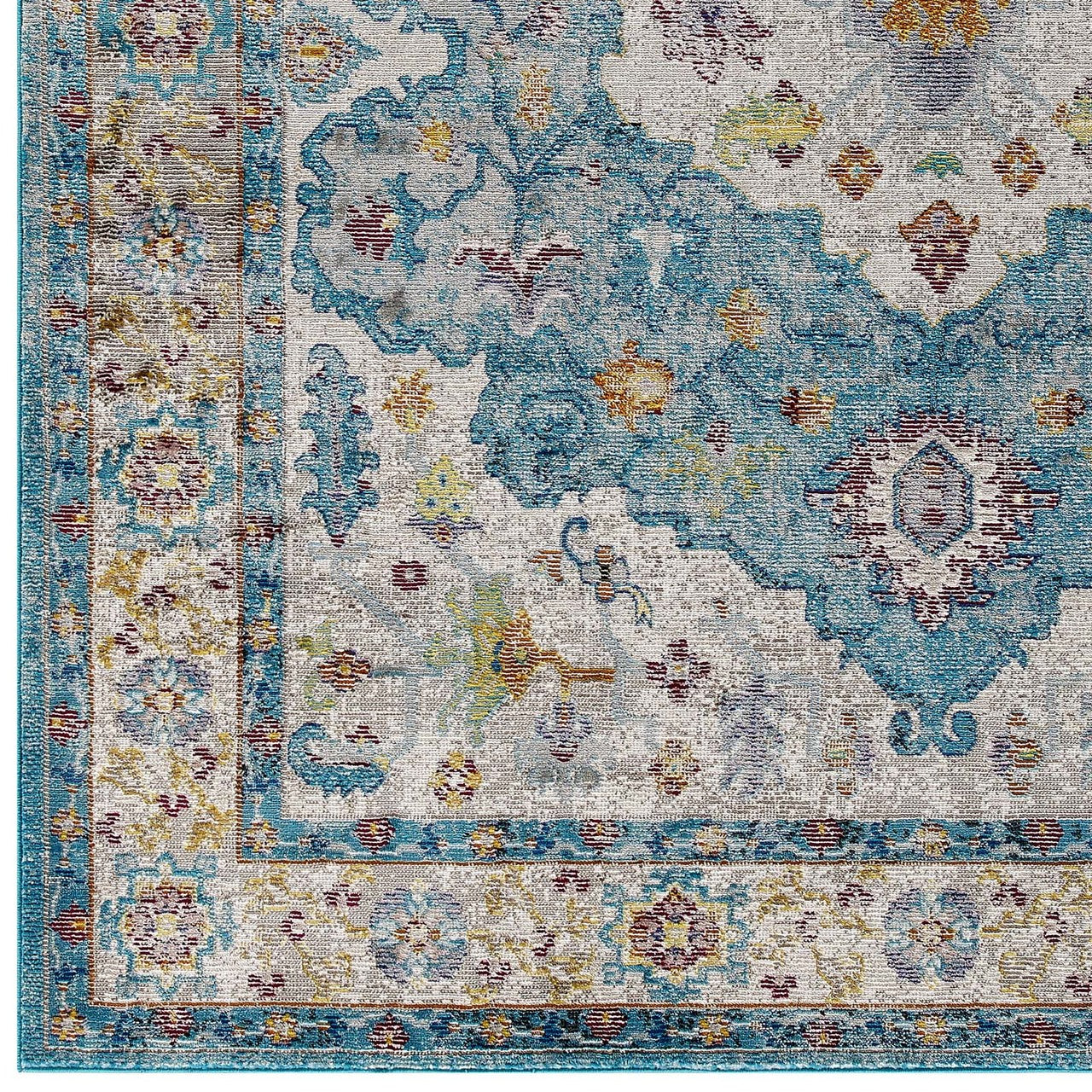 Success Anisah Distressed Vintage Floral Persian Medallion 8x10 Area Rug, Fabric, Multi Blue 15605