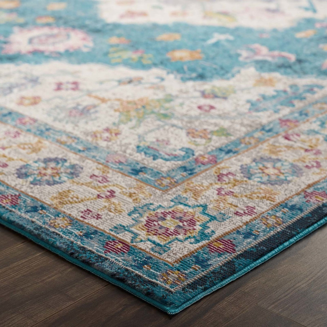 Success Anisah Distressed Vintage Floral Persian Medallion 4x6 Area Rug, Fabric, Multi Blue 15606