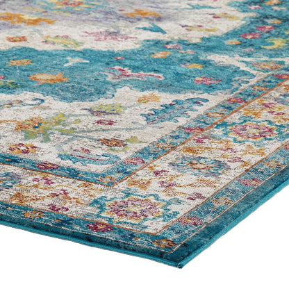 Success Anisah Distressed Vintage Floral Persian Medallion 5x8 Area Rug, Fabric, Multi Blue 15607