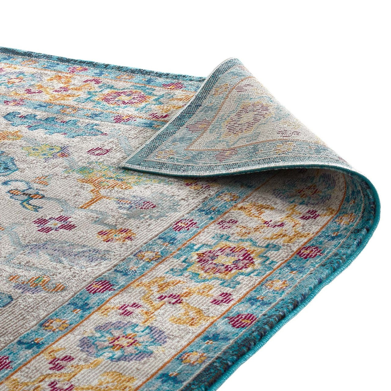 Success Anisah Distressed Vintage Floral Persian Medallion 5x8 Area Rug, Fabric, Multi Blue 15607