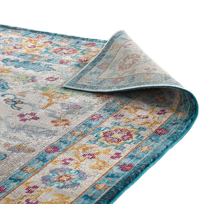 Success Anisah Distressed Vintage Floral Persian Medallion 5x8 Area Rug, Fabric, Multi Blue 15607