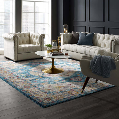 Success Anisah Distressed Vintage Floral Persian Medallion 8x10 Area Rug, Fabric, Multi Blue 15608