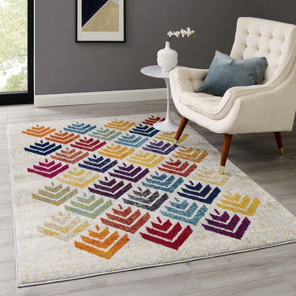 Entourage Florin Abstract Floral 5x8 Area Rug, Fabric, Multi Colorful 15615