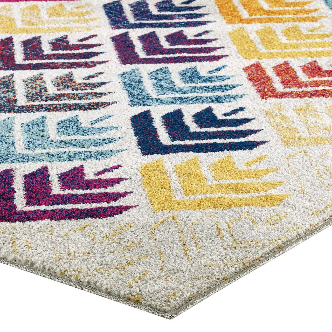 Entourage Florin Abstract Floral 8x10 Area Rug, Fabric, Multi Colorful 15616